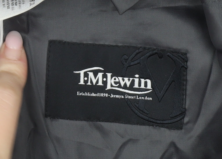 T.M. Lewin Men’s Grey Wool Blend Checked Suit Jacket 40R