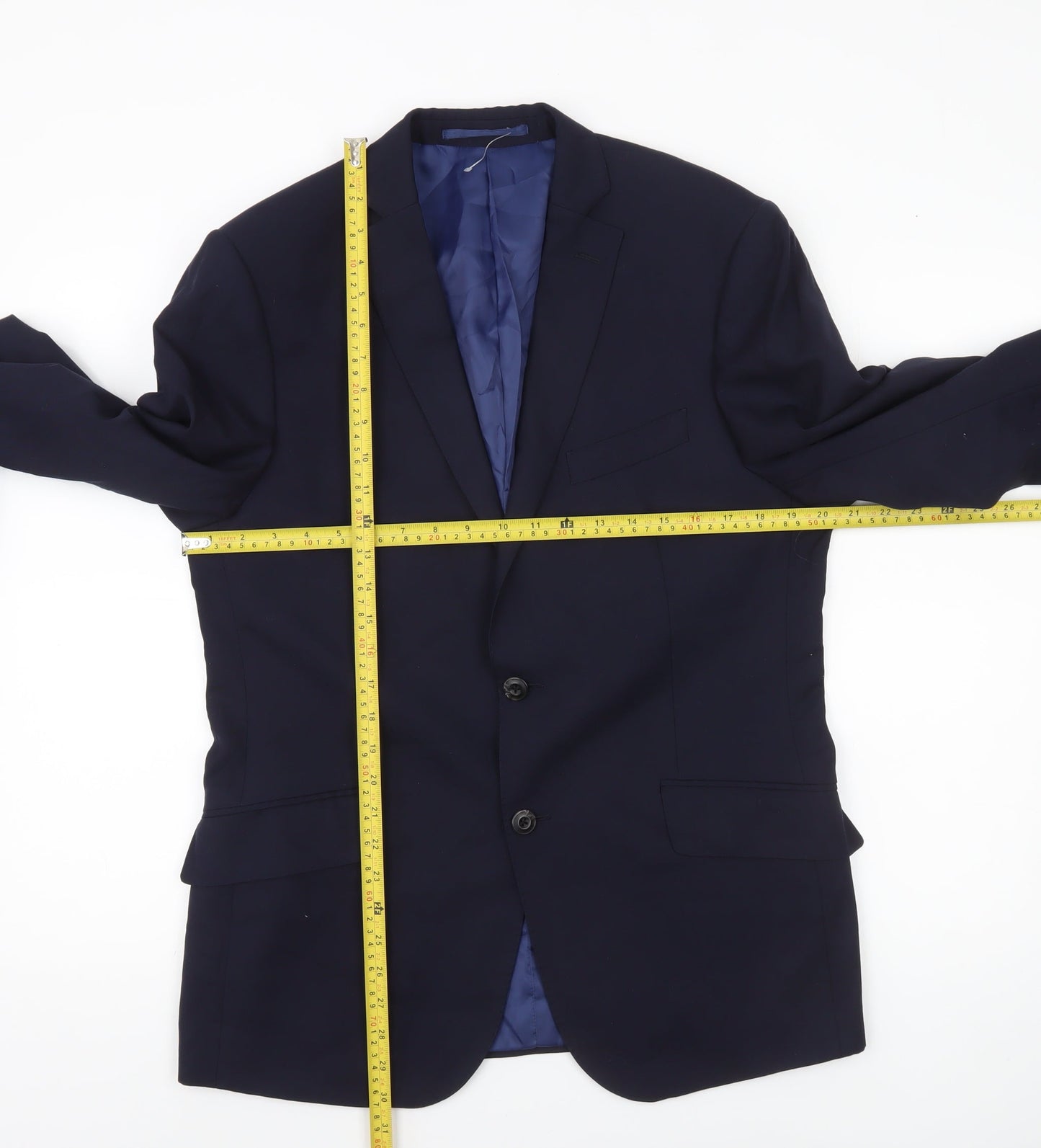 Marks and Spencer Mens Blue Slim Fit Wool Blazer Jacket 40 M