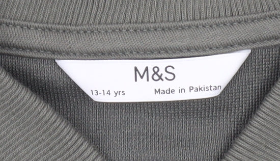 Marks and Spencer Boys Green 13-14 Yrs Track Jacket Full Zip Casual