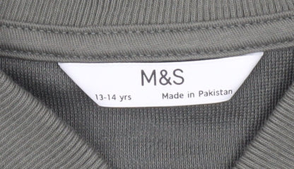 Marks and Spencer Boys Green 13-14 Yrs Track Jacket Full Zip Casual