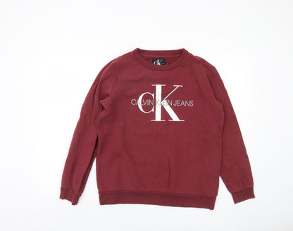 Calvin Klein Jeans Women's Red Pullover Sweatshirt Size S Logo