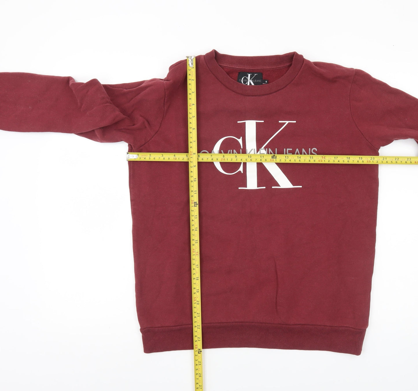 Calvin Klein Jeans Women's Red Pullover Sweatshirt Size S Logo