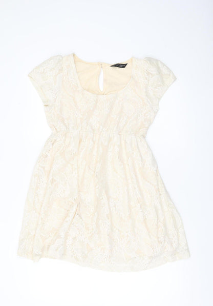 Dorothy Perkins Women’s Ivory Lace Fit & Flare Dress Size 12