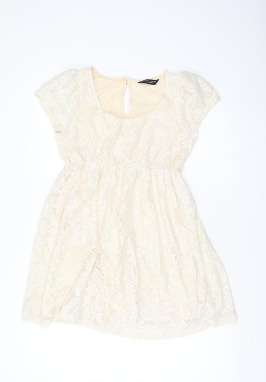 Dorothy Perkins Women’s Ivory Lace Fit & Flare Dress Size 12