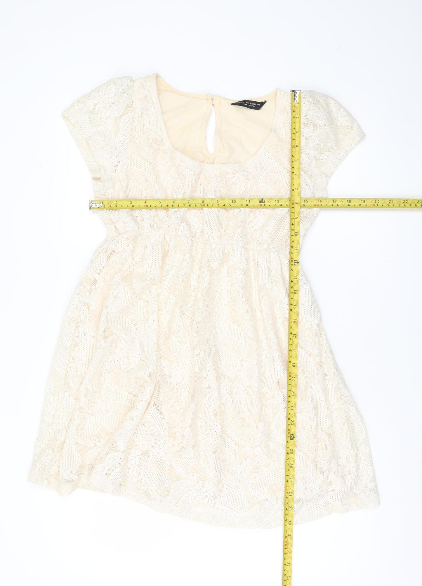 Dorothy Perkins Women’s Ivory Lace Fit & Flare Dress Size 12