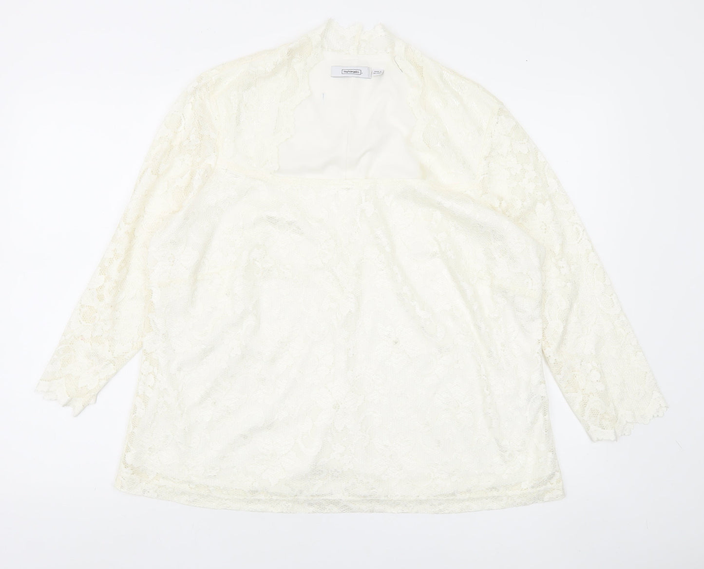 Nightingales Women’s Ivory Lace Blouse UK 22 Long Sleeve Tunic