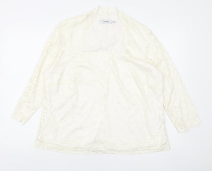 Nightingales Women’s Ivory Lace Blouse UK 22 Long Sleeve Tunic