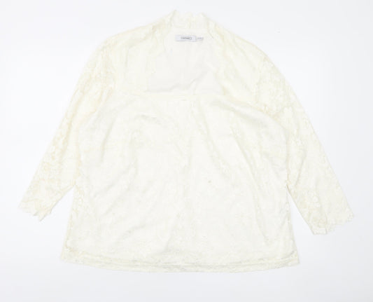Nightingales Women’s Ivory Lace Blouse UK 22 Long Sleeve Tunic