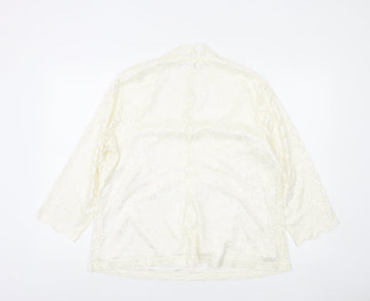 Nightingales Women’s Ivory Lace Blouse UK 22 Long Sleeve Tunic