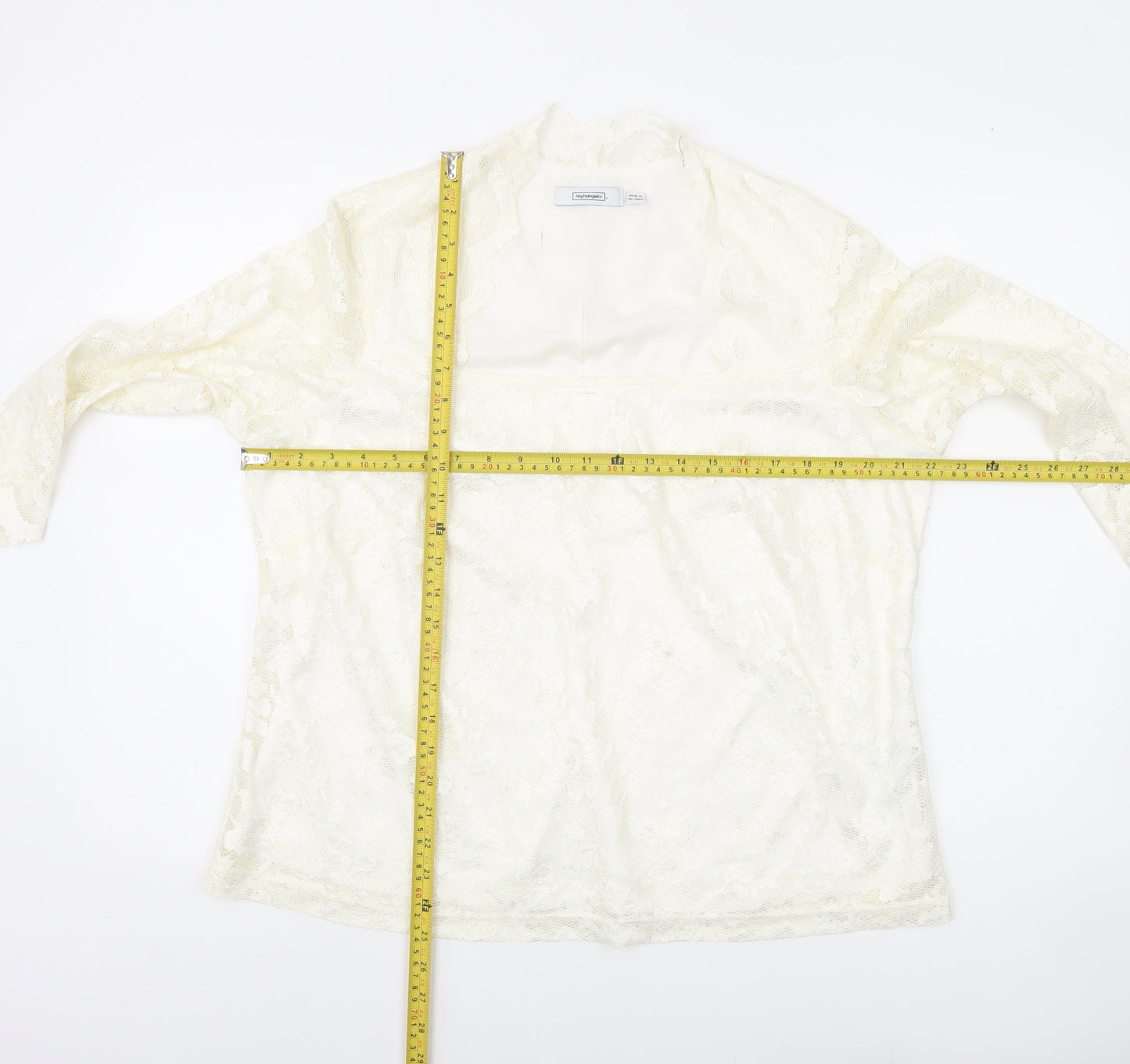 Nightingales Women’s Ivory Lace Blouse UK 22 Long Sleeve Tunic