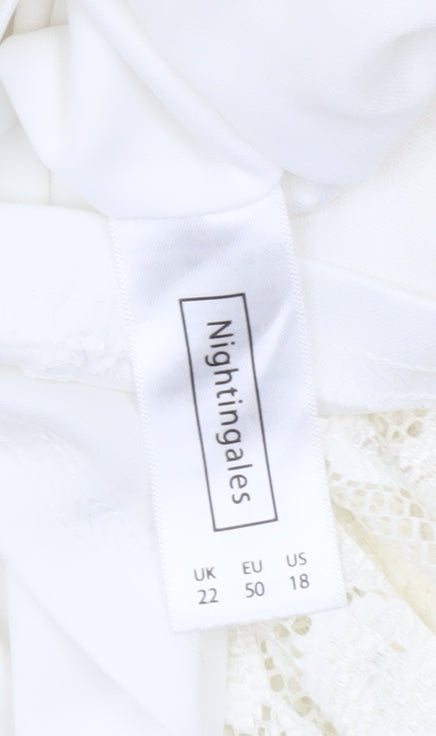 Nightingales Women’s Ivory Lace Blouse UK 22 Long Sleeve Tunic