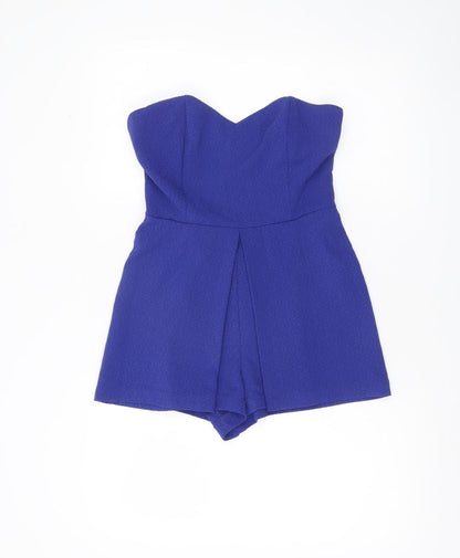 New Look Women’s Blue Size 10 Strapless Pleated Playsuit