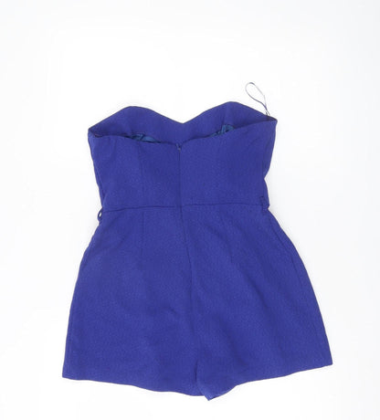 New Look Women’s Blue Size 10 Strapless Pleated Playsuit