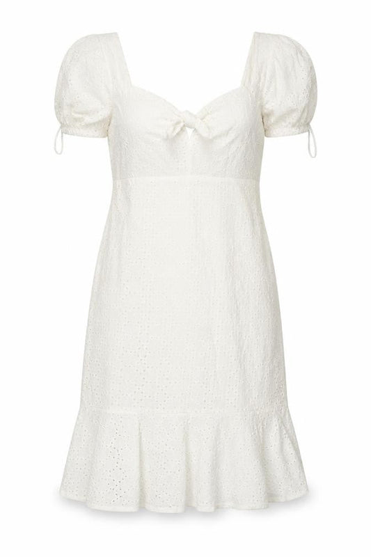 Front view of Guess Women White Cotton Puff Sleeve Sheath Dress, size 12