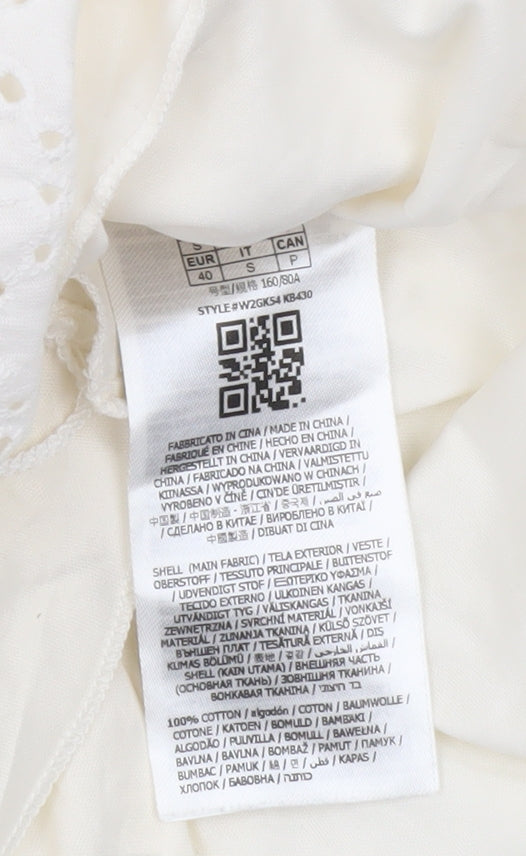 Guess Women White Cotton Puff Sleeve Sheath Dress Size 12