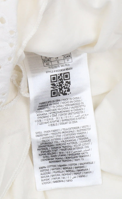 Guess Women White Cotton Puff Sleeve Sheath Dress Size 12