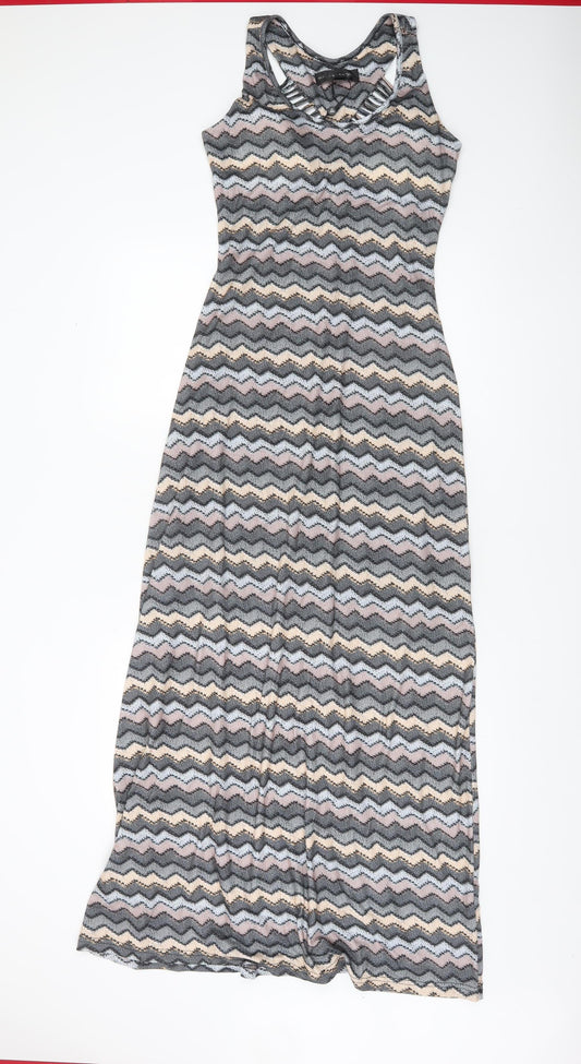Mela London Women’s Multicoloured Chevron Maxi Dress Size 12