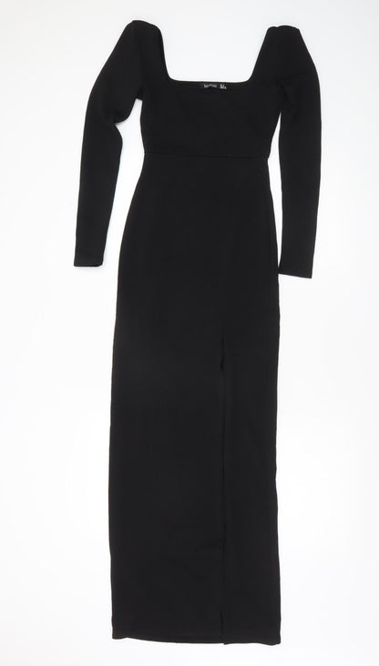 Boohoo Women’s Black Long Sleeve Bodycon Maxi Dress UK 6