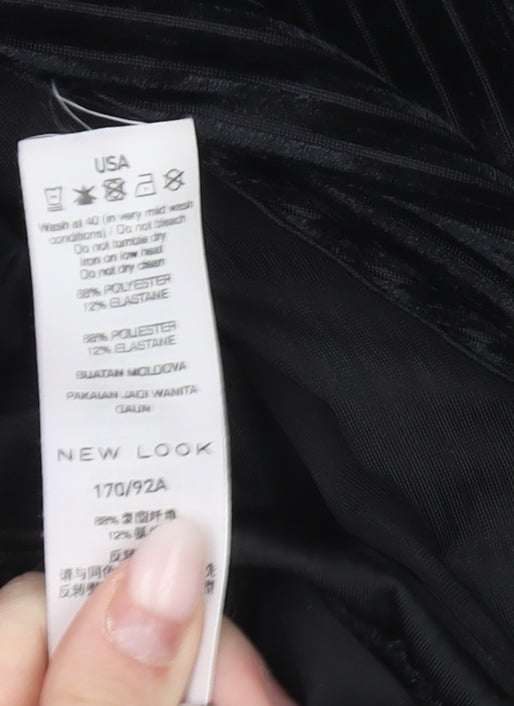 New Look Women Black Velvet Jumpsuit Size 12 Party Wide-Leg V-Neck