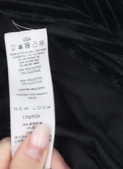 New Look Women Black Velvet Jumpsuit Size 12 Party Wide-Leg V-Neck