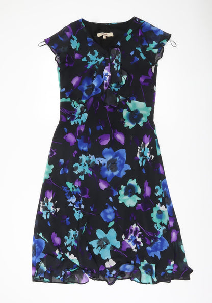 EWM Women’s Multicoloured Floral A-Line Knee Length Dress Size 14