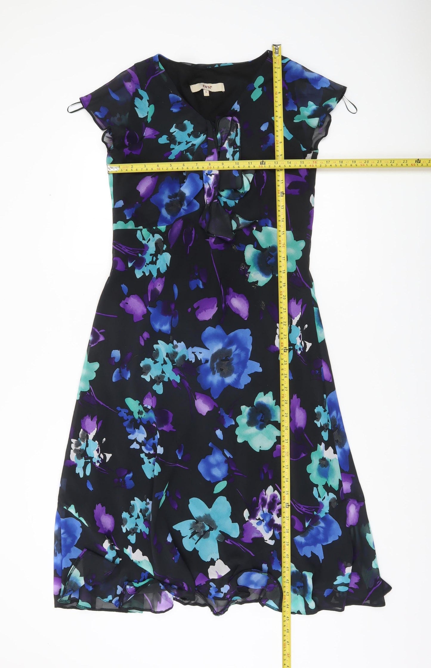 EWM Women’s Multicoloured Floral A-Line Knee Length Dress Size 14