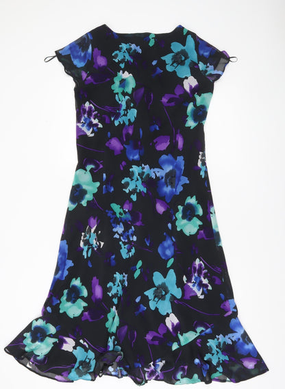 EWM Women’s Multicoloured Floral A-Line Knee Length Dress Size 14