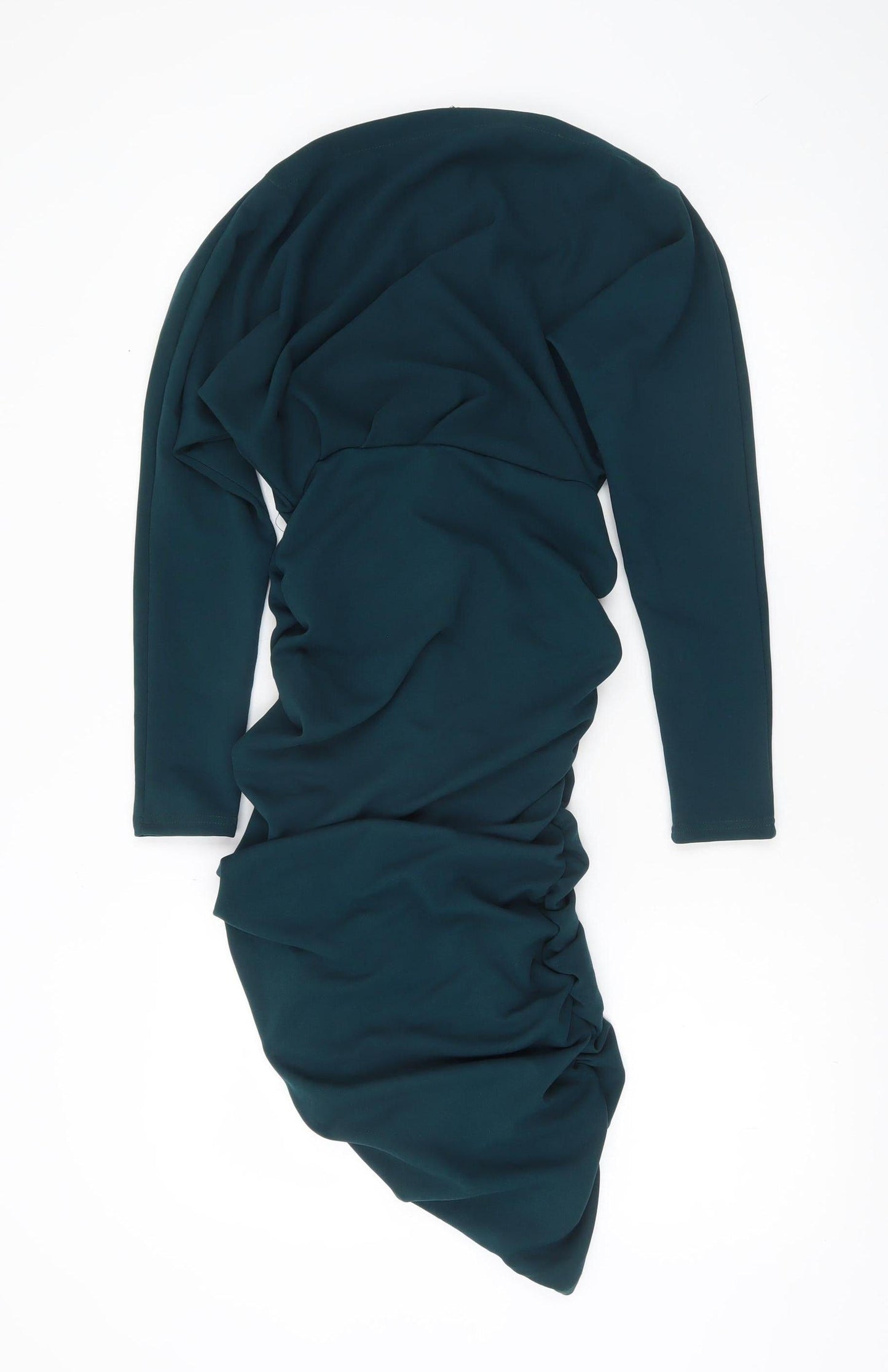 AX Paris Women’s Green Bodycon Ruched Asymmetric Dress Size 8