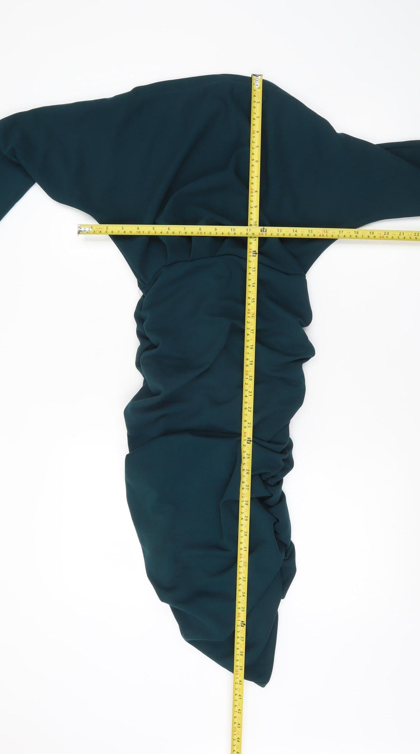 AX Paris Women’s Green Bodycon Ruched Asymmetric Dress Size 8