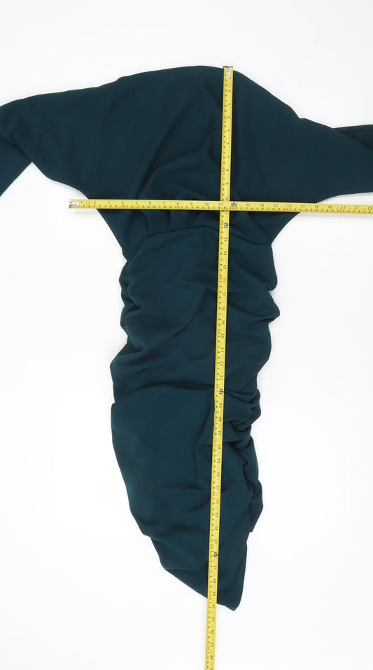 AX Paris Women’s Green Bodycon Ruched Asymmetric Dress Size 8