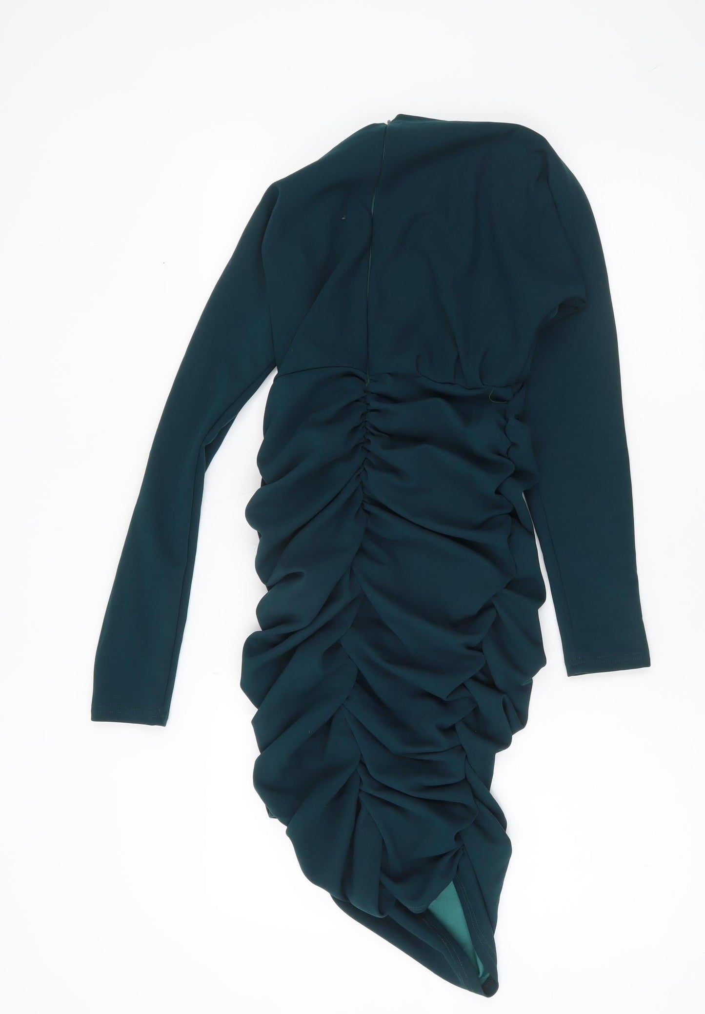 AX Paris Women’s Green Bodycon Ruched Asymmetric Dress Size 8