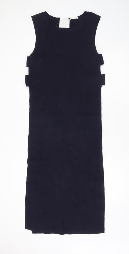 MNG Women’s Black Wool Shift Dress Size 8 Sleeveless Workwear