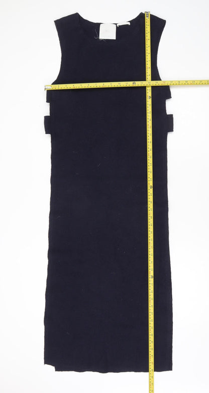 MNG Women’s Black Wool Shift Dress Size 8 Sleeveless Workwear