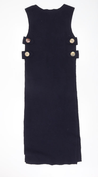 MNG Women’s Black Wool Shift Dress Size 8 Sleeveless Workwear