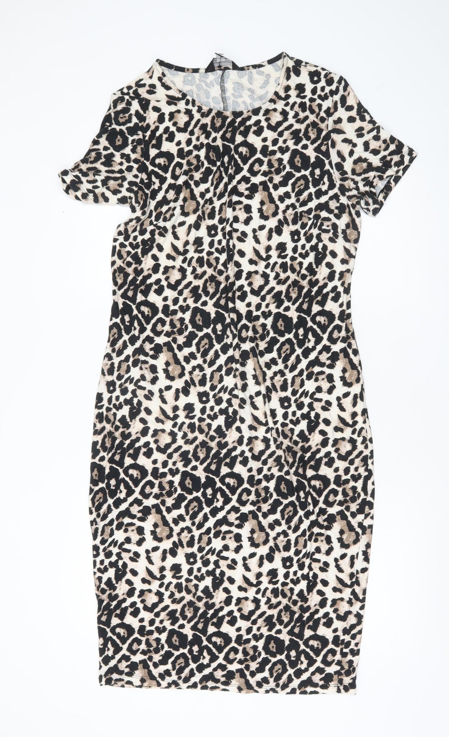 Dorothy Perkins Women’s Beige Leopard Print Bodycon Dress UK 16