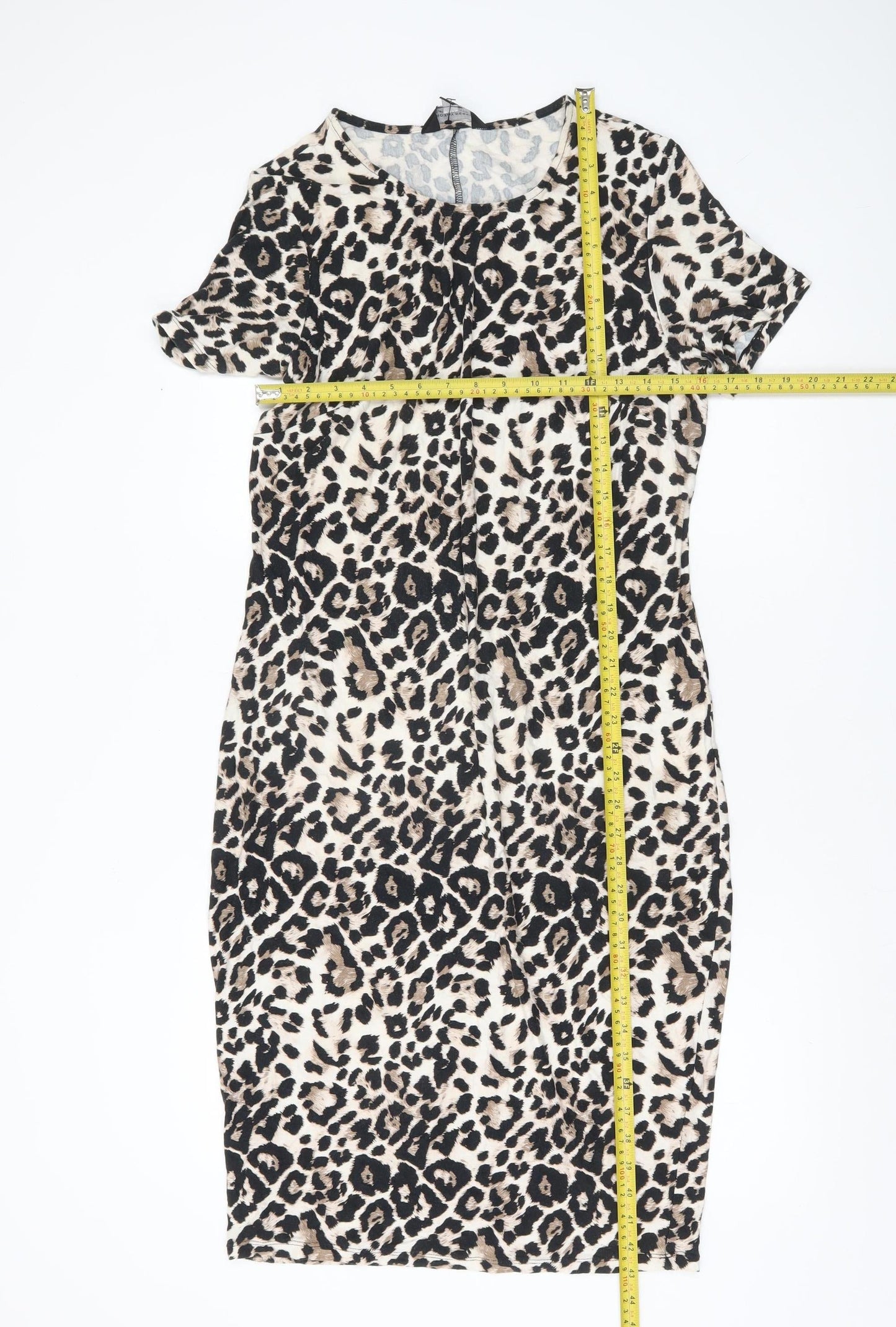 Dorothy Perkins Women’s Beige Leopard Print Bodycon Dress UK 16