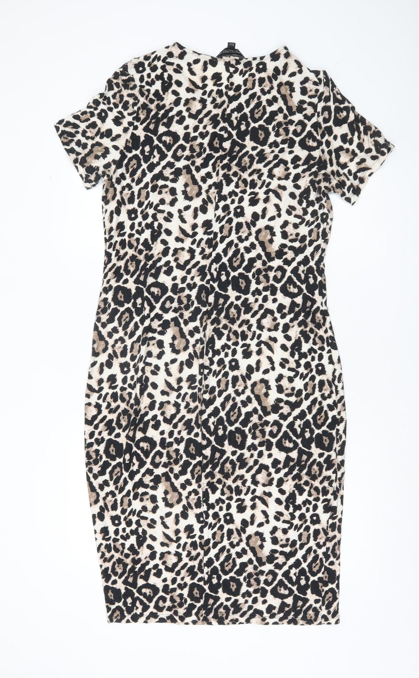 Dorothy Perkins Women’s Beige Leopard Print Bodycon Dress UK 16