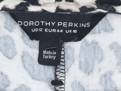 Dorothy Perkins Women’s Beige Leopard Print Bodycon Dress UK 16
