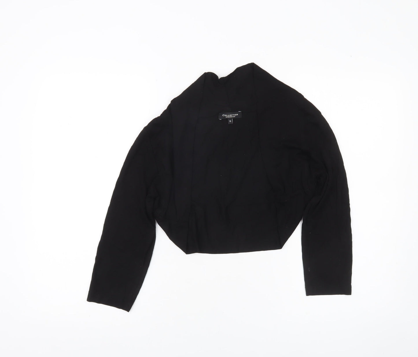 Womens UK Size 14 Debenhams Black Cropped Blouse