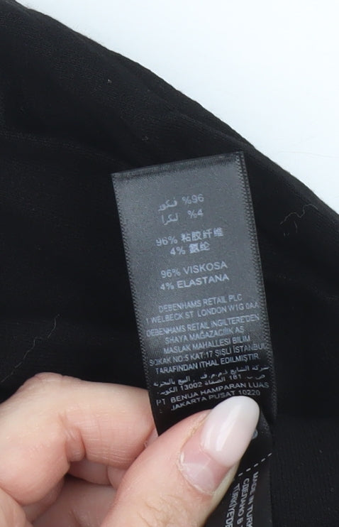 Womens UK Size 14 Debenhams Black Cropped Blouse