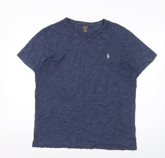 Ralph Lauren Men’s Blue V-Neck Cotton T-Shirt Size L