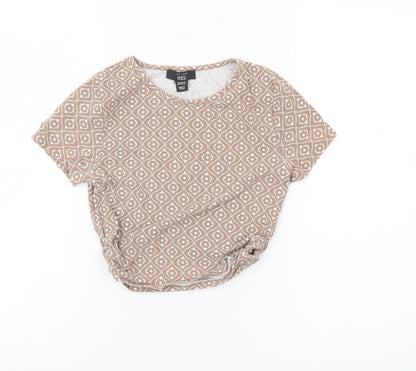 New Look Girls Brown Geometric T-Shirt Age 12-13 Years Cotton Blend
