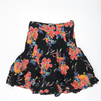 Atmosphere Women’s Black Floral Flare Cotton Knee Length Skirt Size 12