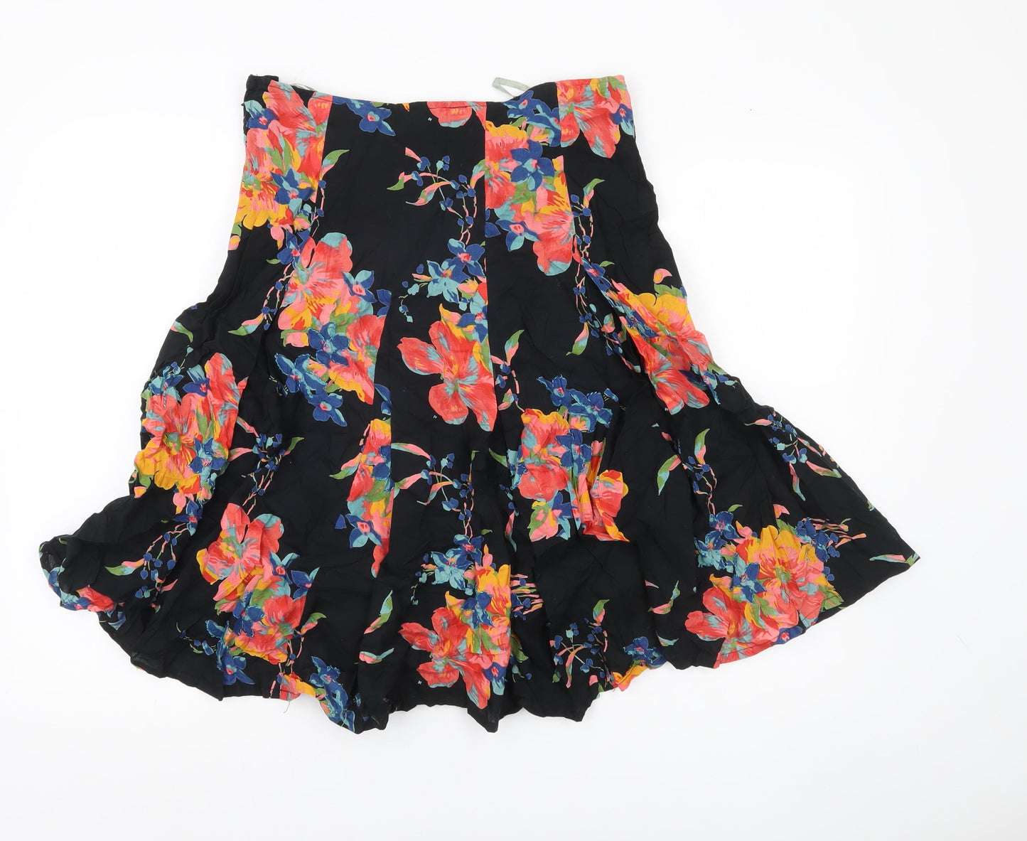 Atmosphere Women’s Black Floral Flare Cotton Knee Length Skirt Size 12