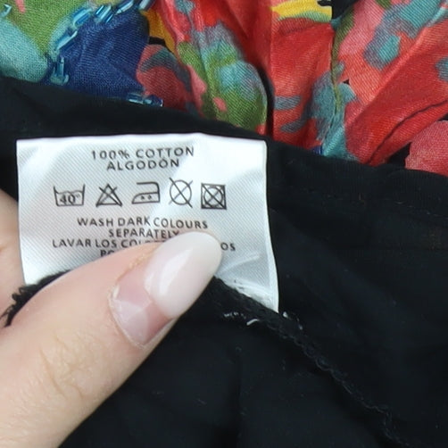 Atmosphere Women’s Black Floral Flare Cotton Knee Length Skirt Size 12