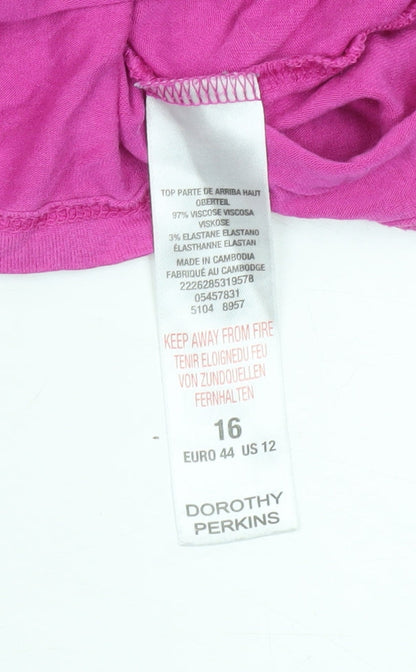 Womens UK Size 16 Dorothy Perkins Pink Basic T-Shirt