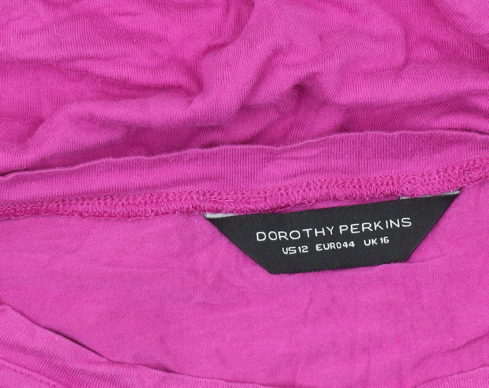 Womens UK Size 16 Dorothy Perkins Pink Basic T-Shirt