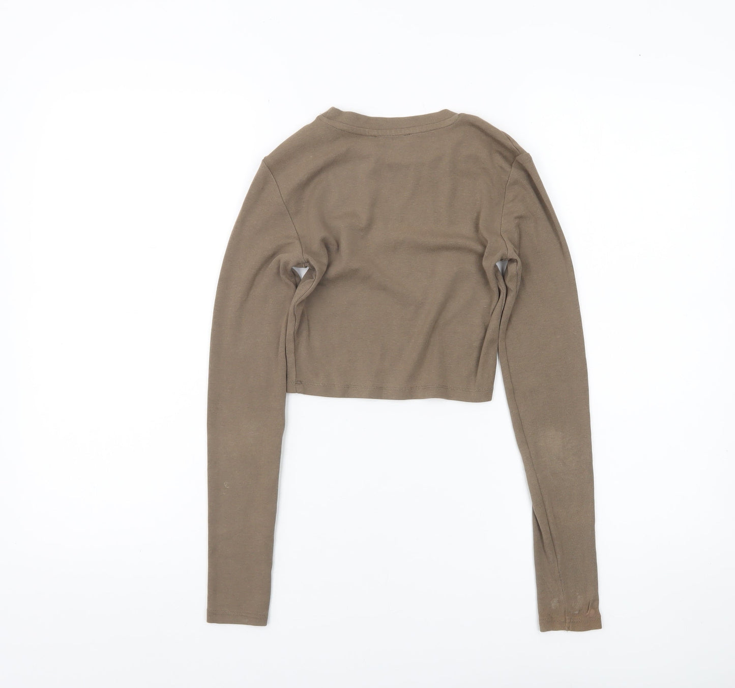 Womens UK Size S Zara Brown Cropped T-Shirt