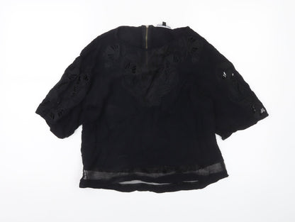 Womens UK Size 12 Warehouse Black Tunic Blouse