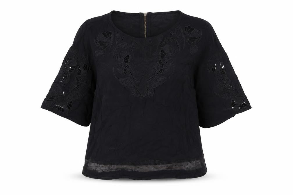 Womens UK Size 12 Warehouse Black Tunic Blouse